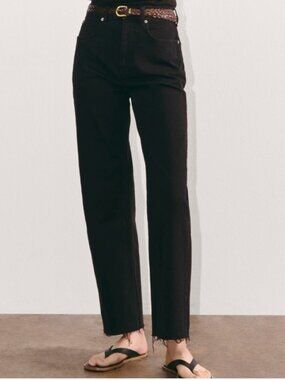 EVERLANE Way High Jeans Black Raw Hem 27L